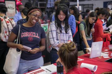 Students at the 2019 Orientation resource fair.