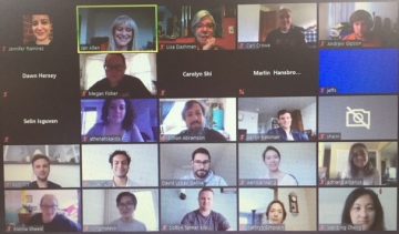 Screen grab of participants in Associate Dean Jan Allen's Productive Writing Zoom workshop